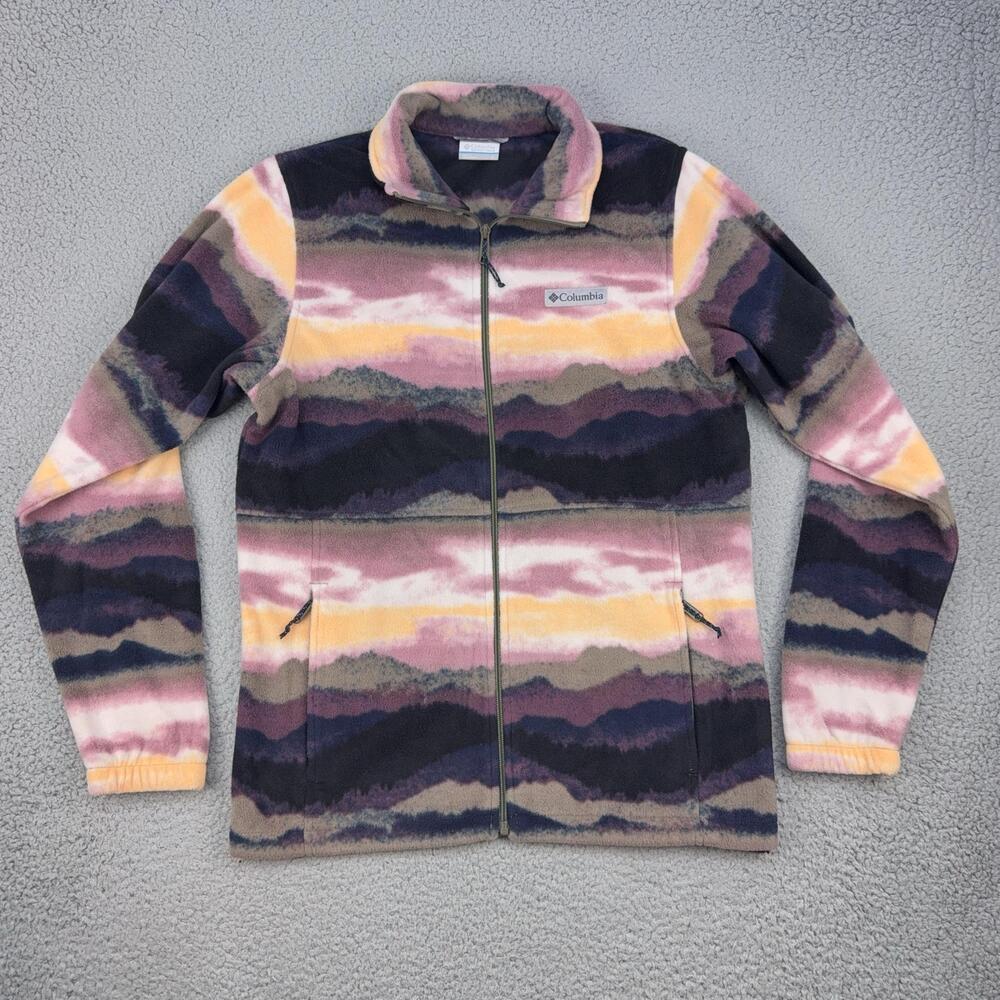 Columbia Jacket Womens Small Multicolor Fleece Full Zip Striped Outdoor Hiking